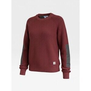 Carhartt Women's Rust Red Brown Sweater Gray Elbow Patches XL